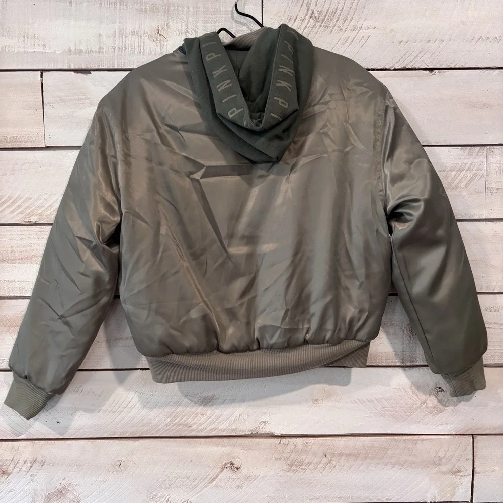 Victoria's Secret PINK Army Green Satin Bomber Jacket Limited Edition Size Small